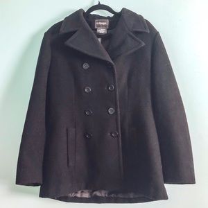 Black Wool Peacoat by Overbrook - L